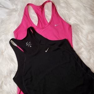 2 Nike Dri-Fit Tanks, size M - Fuschia and Black